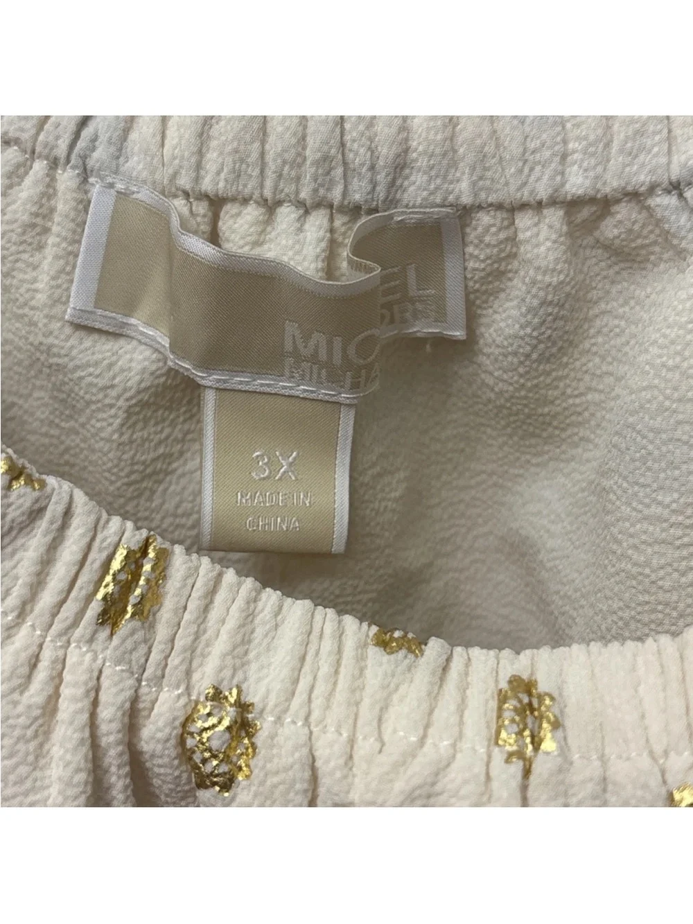 NWT Women’s Michael Kors off-the-shoulder blouse w/ Gold Polka Dot Sz 3X